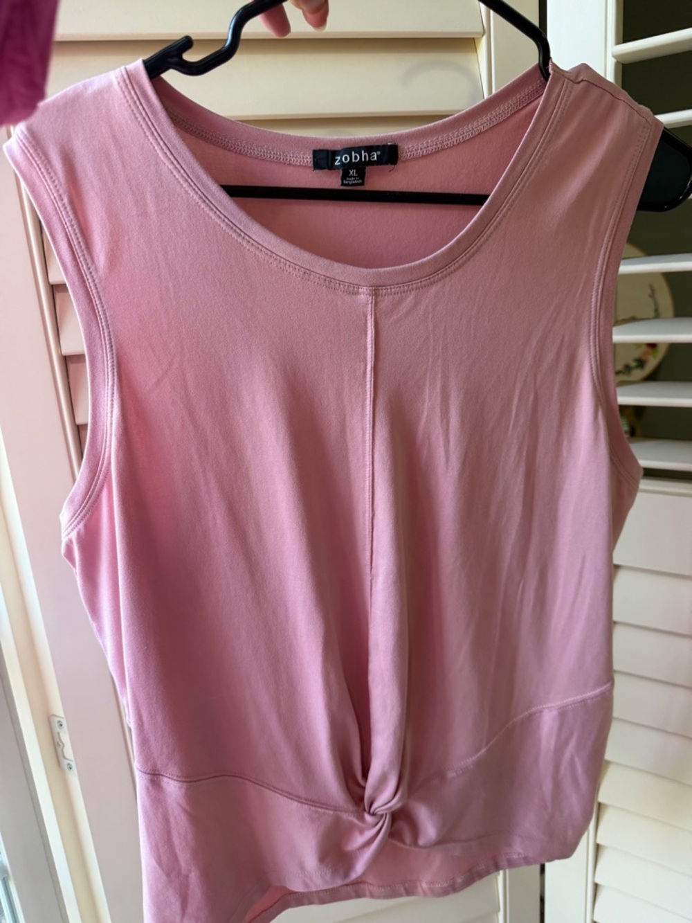 Zobha Blush Pink Twist-Front Sleeveless Tank